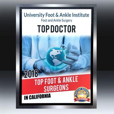 UFAI named Top Foot and Ankle Surgeons in California!