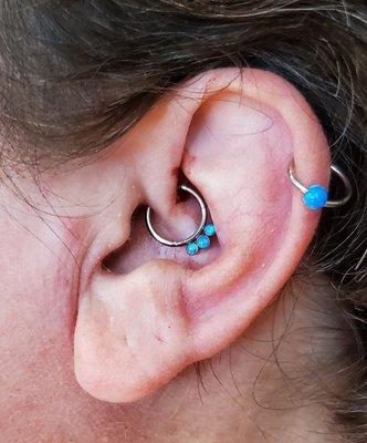 My new daith.  The helix was done many years ago.