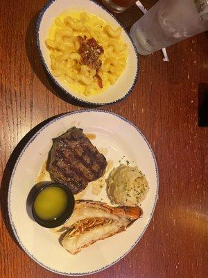 Wednesday deal of a lobster tail, 7oz sirloin, and 2 sides!