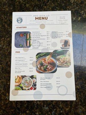 Menu front page