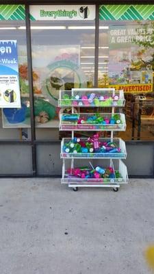 Water jugs outside the store