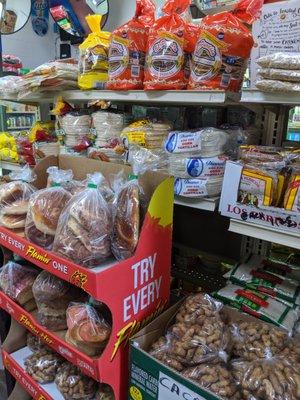 Fresh pan and peanuts and tortillas