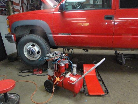 Hot Flusher in use the only way to clean the transmission cooler