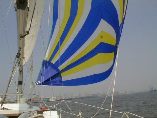 Sailing under spinnaker and main during our ASA 104 Course Bareboat Prep