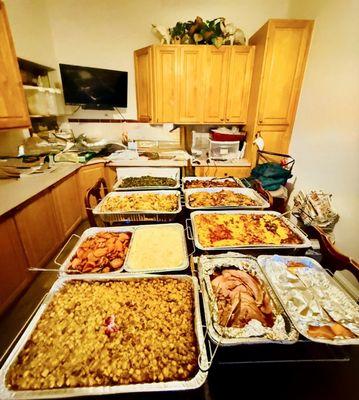 Thanksgiving Dinner! Everything. Was catered except the yams, rice and ham.