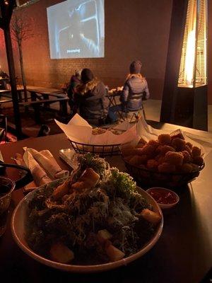 Kale Caesar + tots + Fried Empanadas + TENET