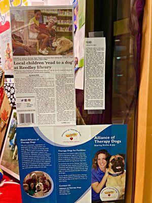 Alliance of Therapy Dogs news article and brochure