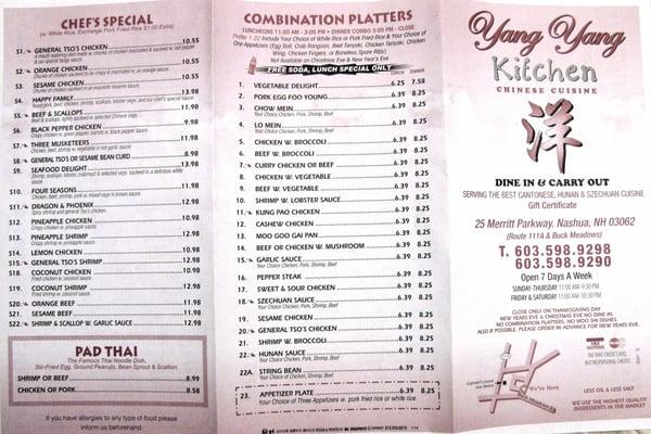 yang yang kitchen nashua nh Menu page 1