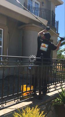 We clean the windows of large mansions occasionally!