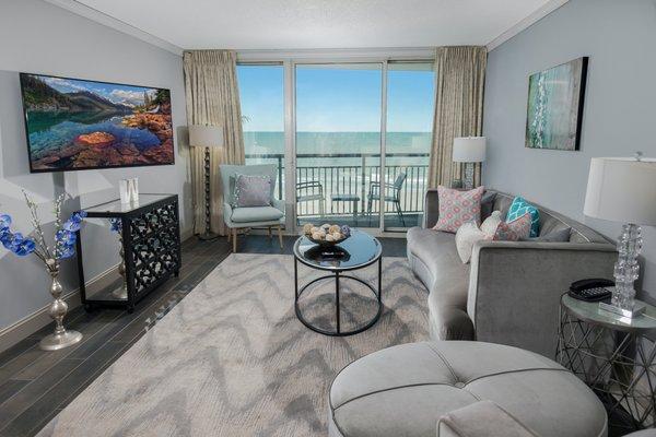 Oceans One 3BR Oceanfront Unit 402 living room