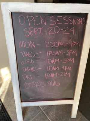 Open times this week