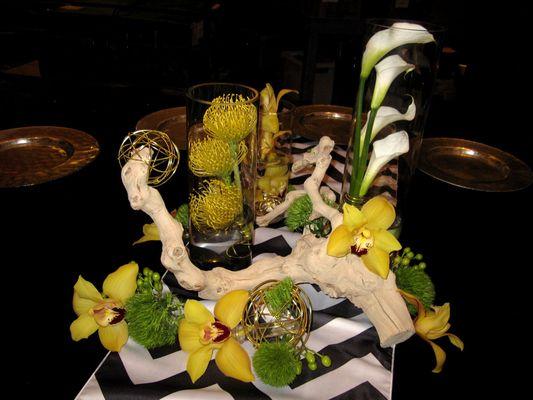 Las Vegas Event Flowers An Octopus's Garden Grapewood with cymbidium orchids, air plants and pincushion protea