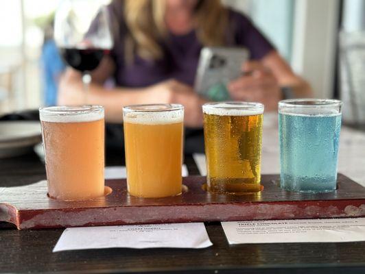 Flight of 4 different beers on tap