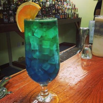 Our future bartenders trying their skills at juice drinks. Check out this Blue Hawaiian!