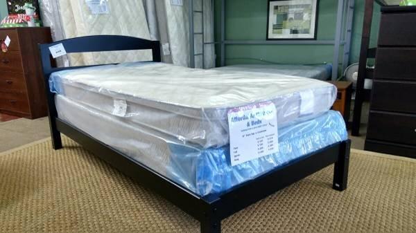 Cute wood twin bed!! Only $109, or complete it with an American made mattress and foundation for only $328!!