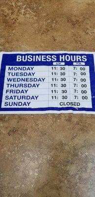 New Business Hours!