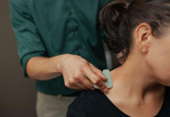 Gua sha with jade tool