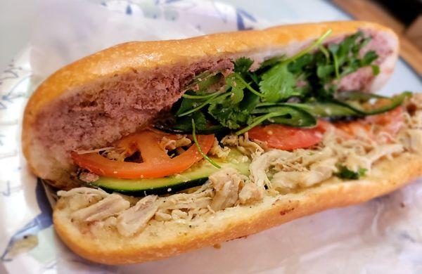 Banh mi ga cha bong (shredded chicken) with added pate. Generous amount of delicious pate!! Thank you!