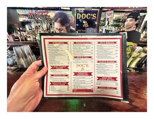 Menu @ Doc's Victory Pub.  490 S Spring Rd, Elmhurst, IL 60126