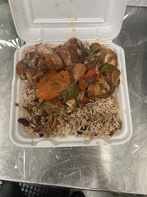 Rice and Peas with Brown Stew Chicken