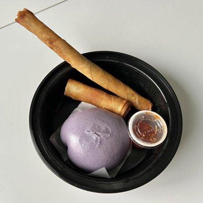 Beef Lumpia, Veggie Lumpia, Ube Siopao