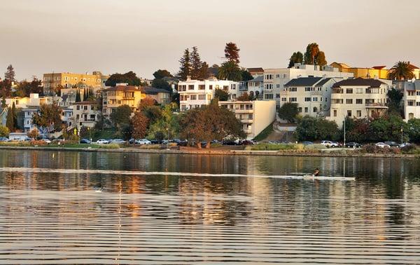 Oakland's Lake Merritt neighborhood has great restaurants, waterfront open spaces, access to BART, and a variety of housing options nearby.