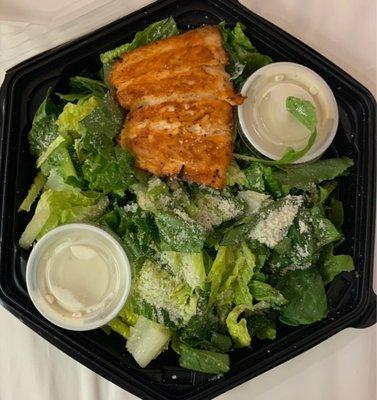 Caesar Salad -- added grilled salmon