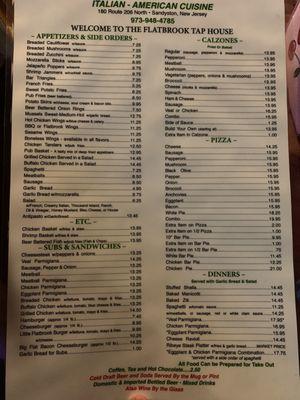 Menu as of April 2024