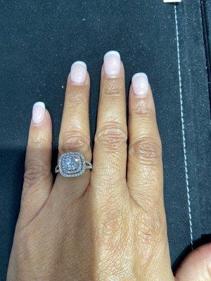 Halo engagement with cushion cut diamond  center