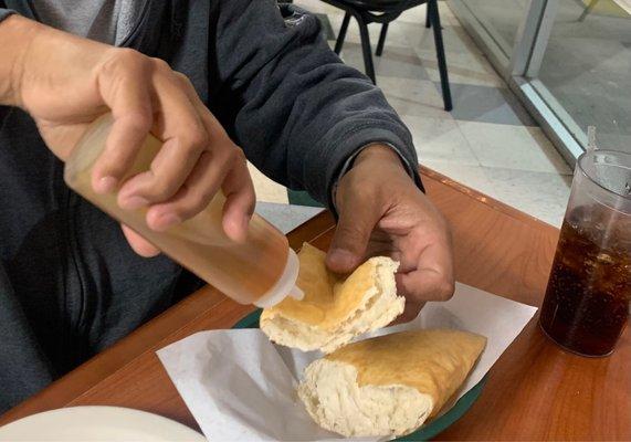 Warm sopapilla with honey.