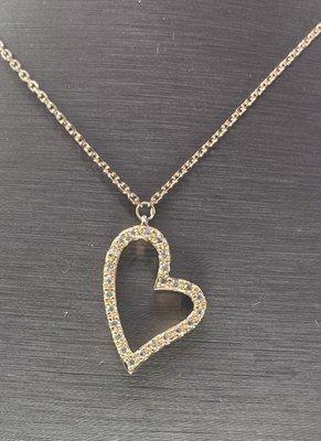 14k rose gold diamond slanted heart