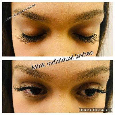 Individual (Mink) eyelashes extension