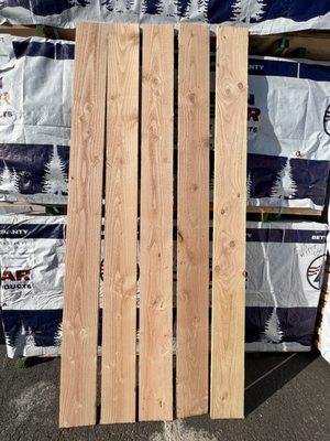 Doug Fir 1x6x6  Alta Forest Products. Chemically treated to resist rotten decay Grade #2.  True 5/8 in. x 6 in.  x 6ft