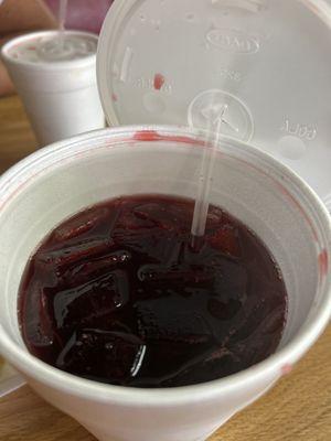 Agua de Jamaica aka Hibiscus tea water.