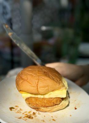 Breakfast sandwich - hashbrown, cheese and egg