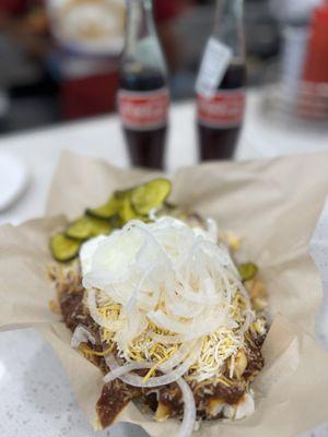 Large chili cheese fries with everything