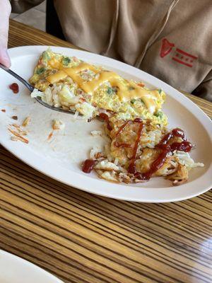 Omelette and hash-browns