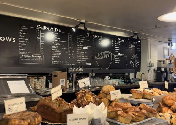 Menu and pastries