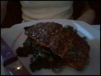 Cajun salmon with Swiss chard and white beans