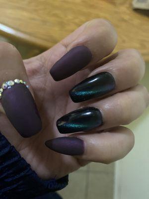 Cat eye polish,and matte nails