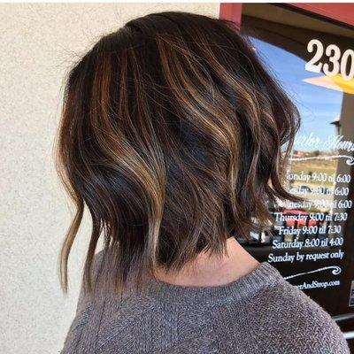 Textured Bob with subtle with lightly contrasting dimension by Megann Cervantes