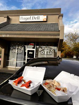 Front entrance. Simple yet nostalgic! I got the 11. Lox Sandwich on an Onion Bagel and 8. Garden Bagel Sandwich on a Poppy Seed Bagel.