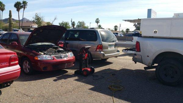 We will provide you with Roadside Service. Yes, replacing your alternator onsite is not a problem.