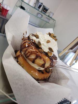 Donut sammy with cannolli cream inside