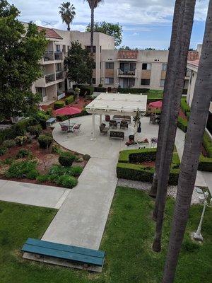 The courtyard her room looks out to