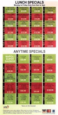 Lunch special & anytime specials menu