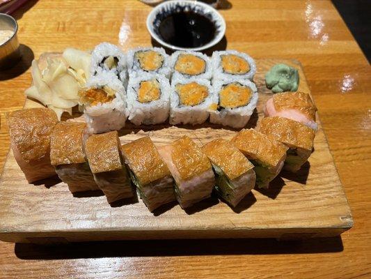 Fried Sweet Potato roll in back. Sweet Tofu roll in forefront. Both very yummy