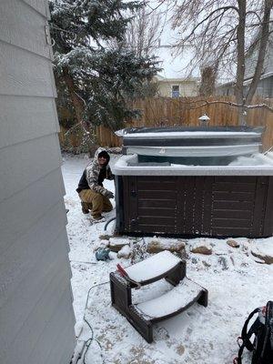 Smiling even in a blizzard! Thank you Aqua Spas Fort Collins! We know why we keep you over the years!