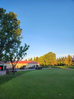 Outside putting practice green