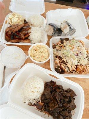 Teri Beef Nacho, Teri Beef with Rice & Mac Salad Plate Lunch, Teri Chicken with Rice & Mac Salad Plate Lunch